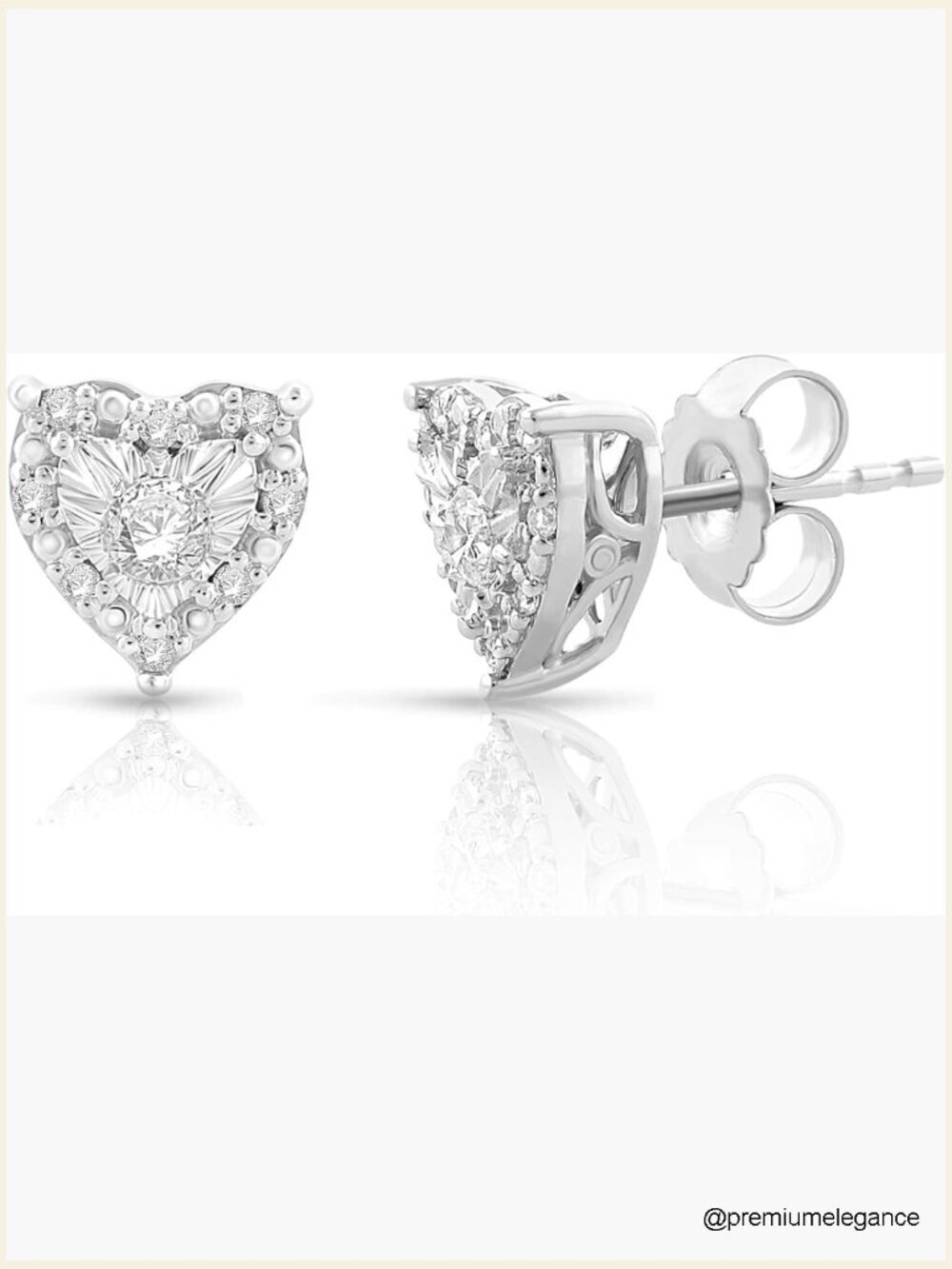 Heart Shaped Diamond Stud Earrings 1/4 Cttw 925 Sterling Silver